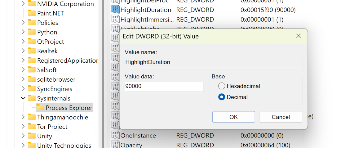 Difference Highlight Duration Registry